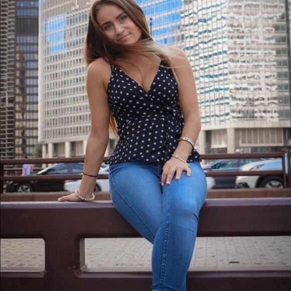One Clothing Polka Dot Spaghetti Strap Wrap Retro Pretty Women Pop Art Tank Top - Picture 1 of 7